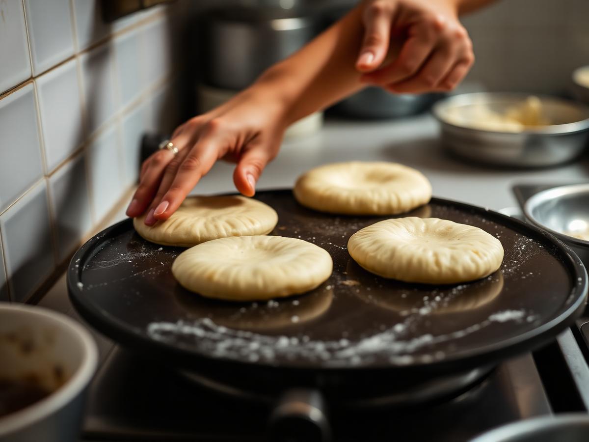 Preparación de arepas en el local